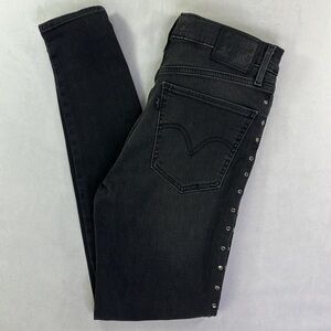 Levi's Studded Mile High Rise Super Skinny Rhinestone Detail Black Jeans